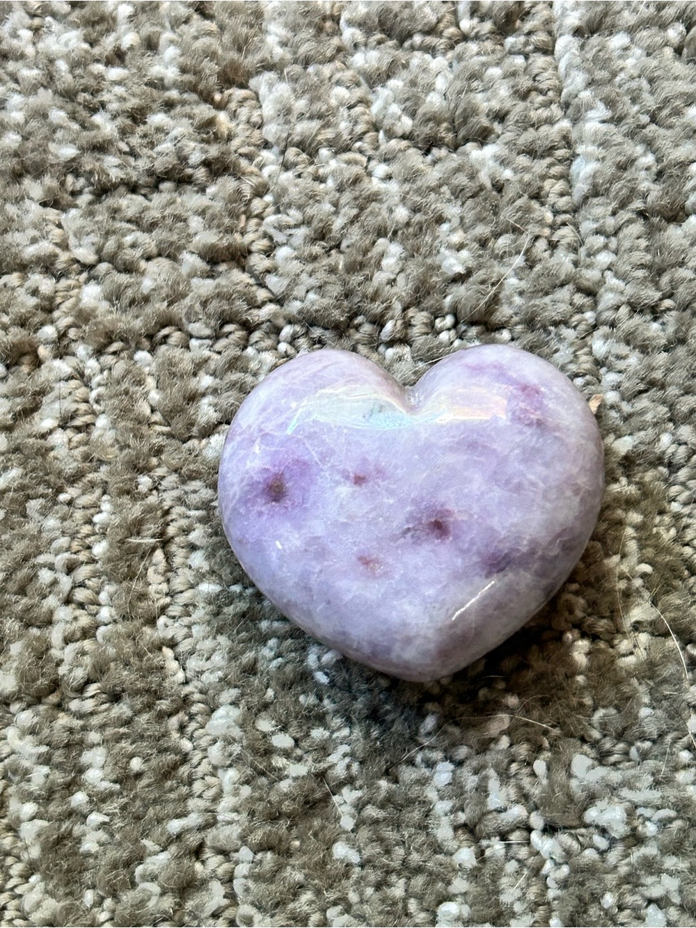 Polished Lavender Lepidolite Puffy Heart Stone